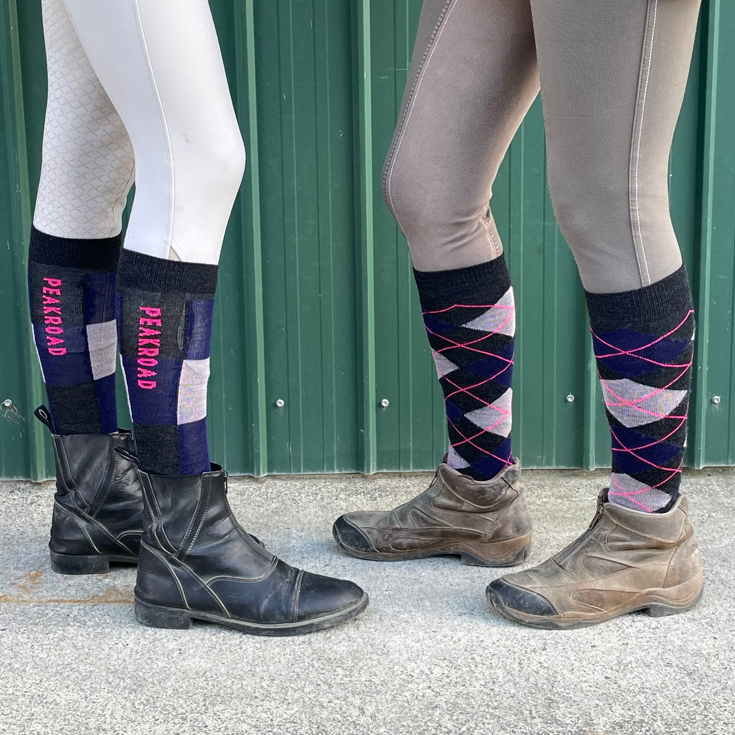 NZ Made Merino Checkered Riding Sock, made for horse riding, merino riding socks