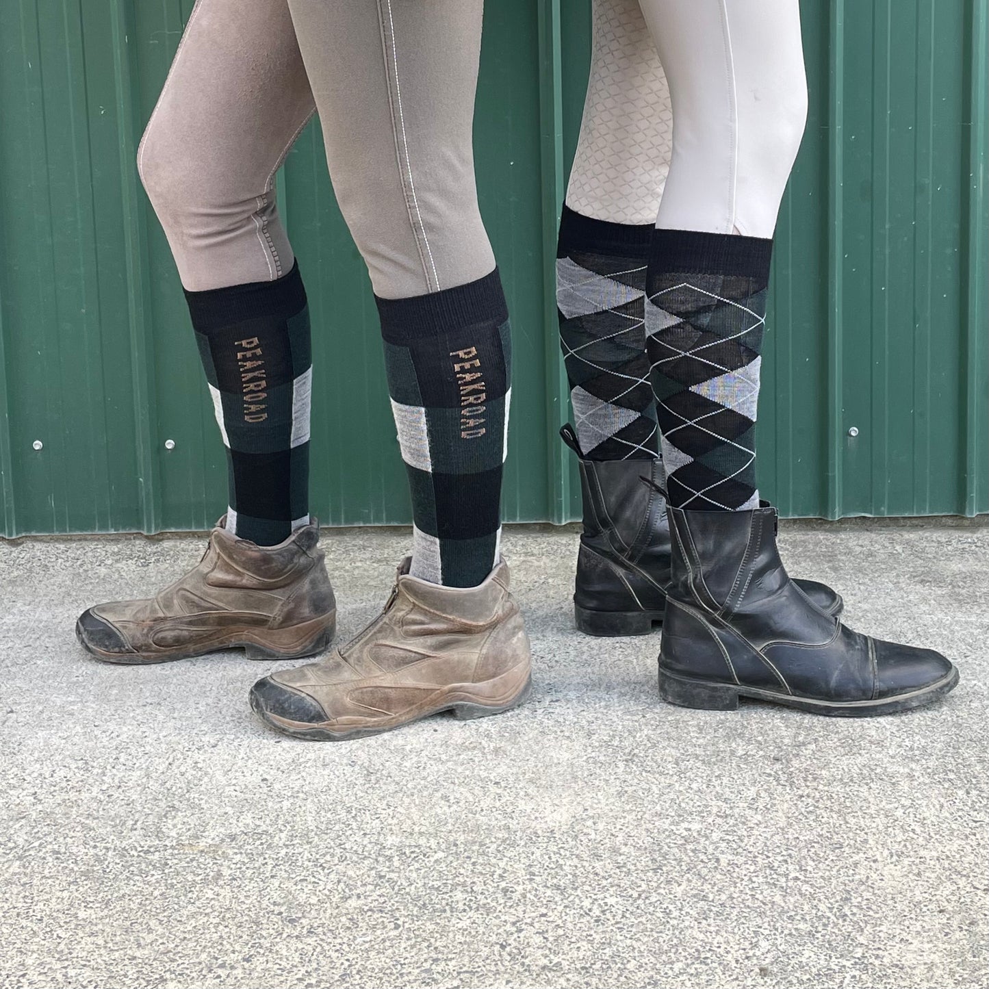 NZ Made Merino Checkered Riding Sock, made for horse riding, merino riding socks