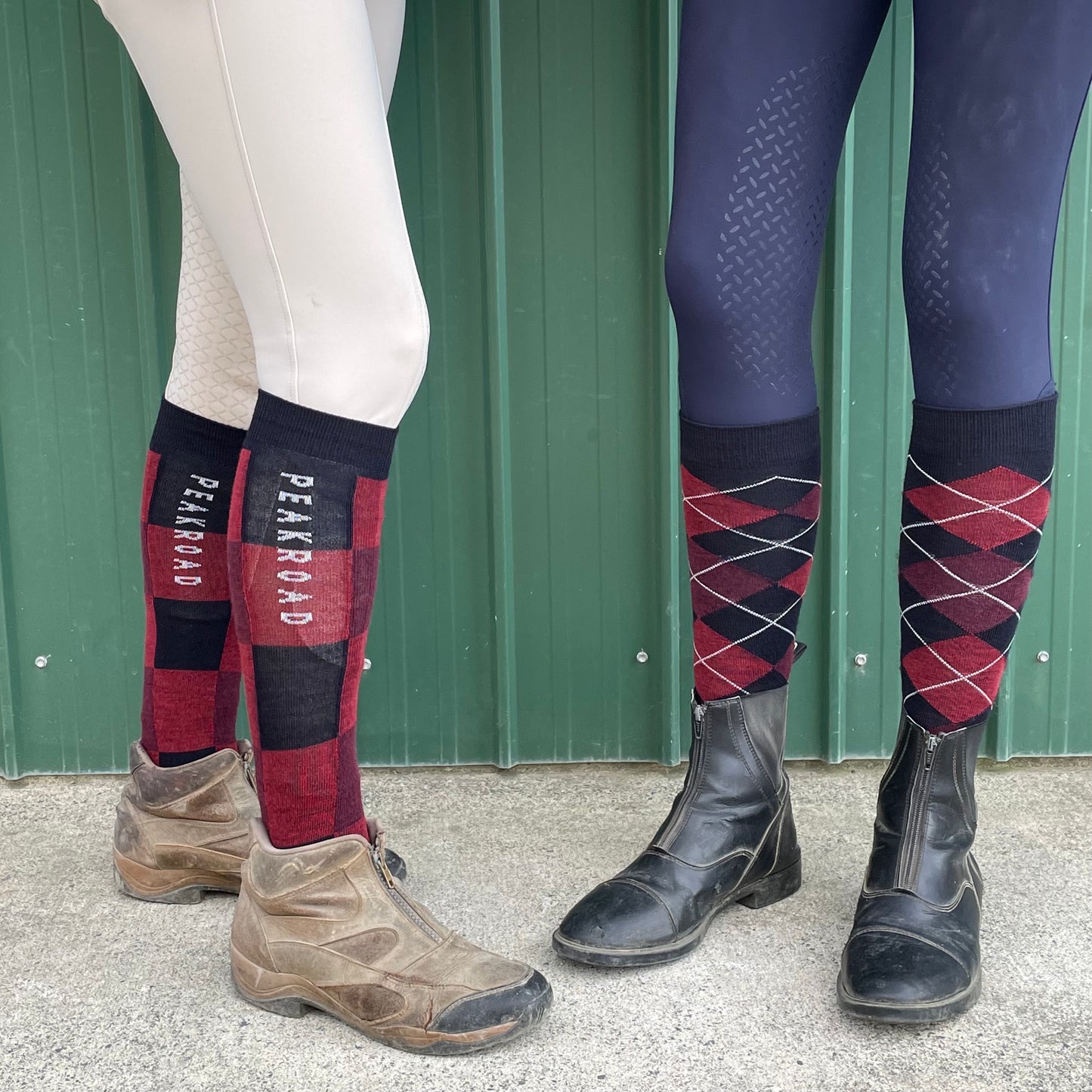 NZ Made Merino Checkered Riding Sock, made for horse riding, merino riding socks