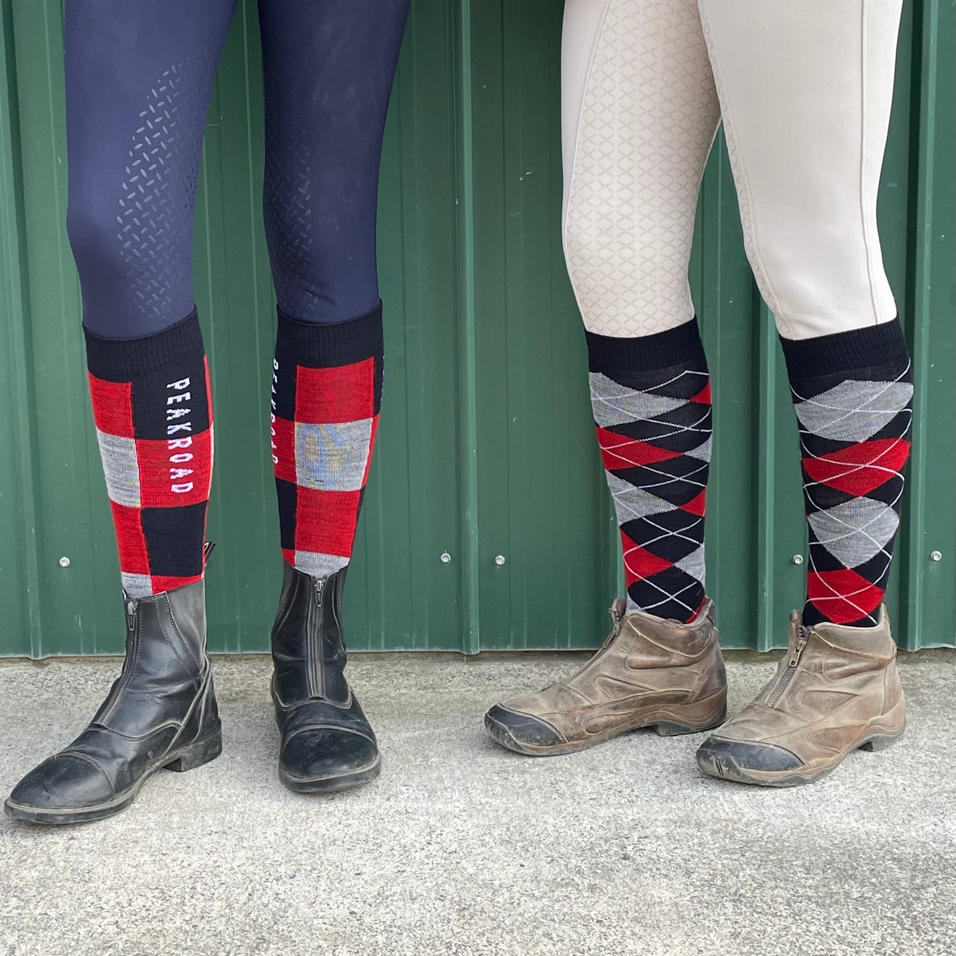 NZ Made Merino Checkered Riding Sock, made for horse riding, merino riding socks