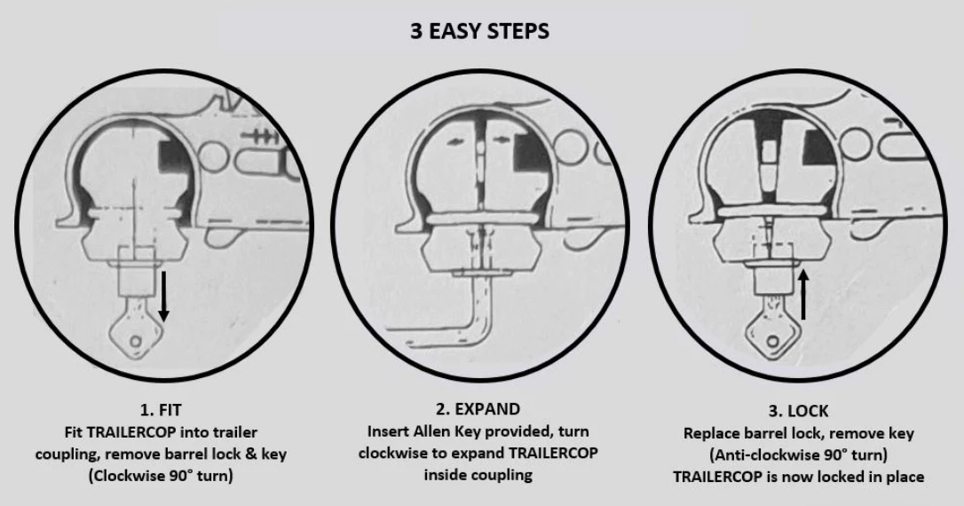 Trailer Cop Anti-Theft Coupling Lock